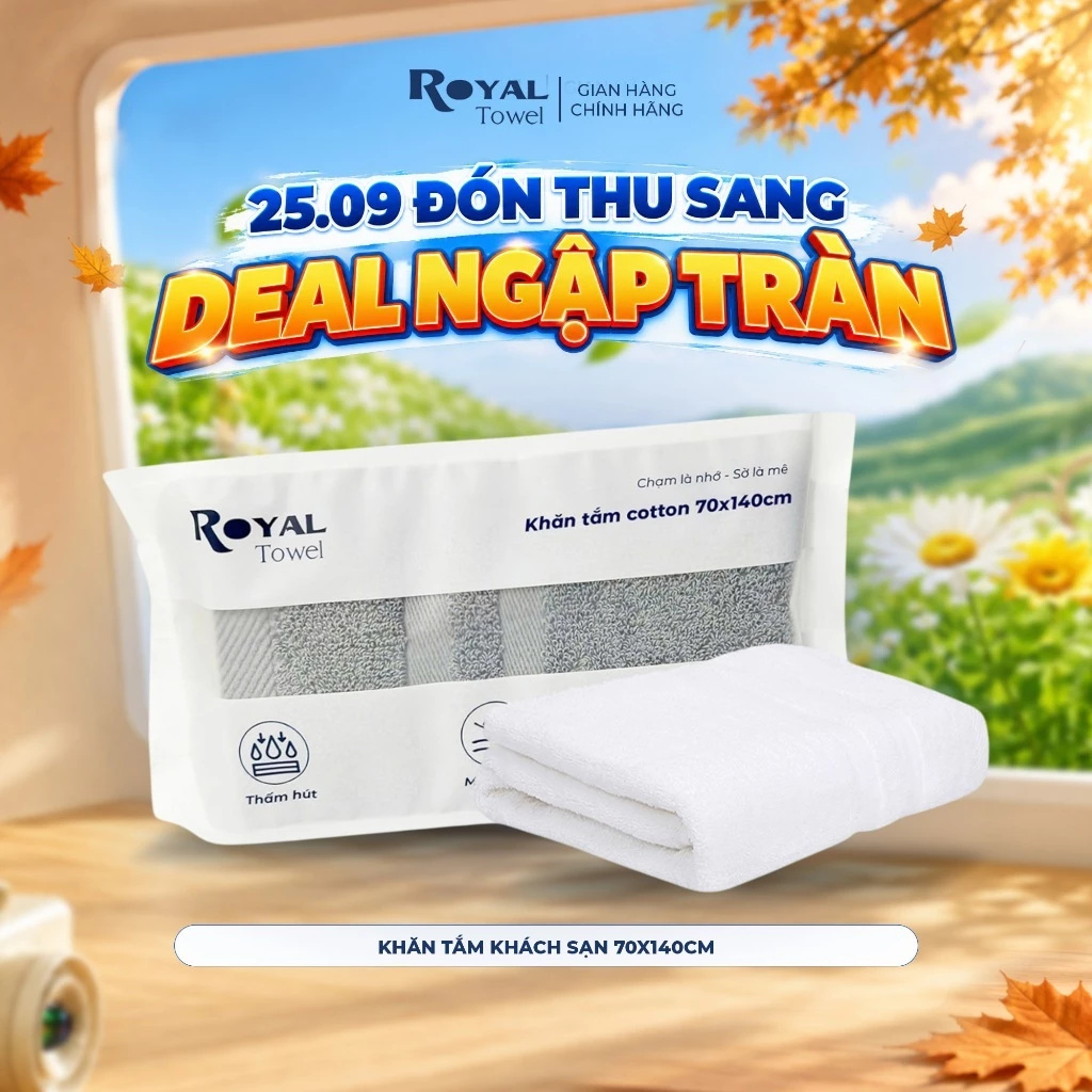 Khăn Tắm Khách Sạn Royal Towel 70x140cm Sợi Cotton Mềm Mịn, Thấm Hút Tốt, Không Xổ Lông, Không Phai Màu