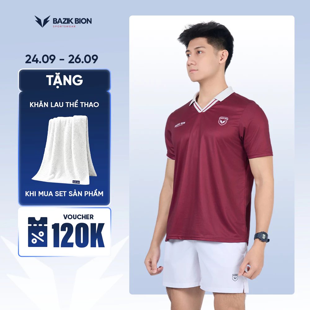 [RETRO] Áo Thun Pickleball BAZIK BION Retro Jersey Cổ Bẻ, Co Giãn 4 Chiều, Nhanh Khô, Thoáng Khí - A74