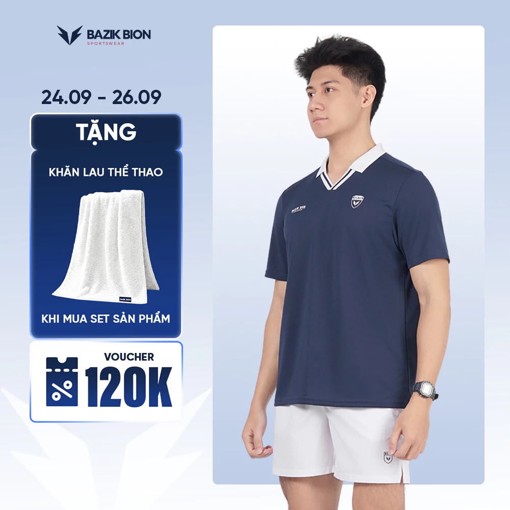 [RETRO] Áo Pickleball BAZIK BION Classic Jersey, Thiết Kế Cổ Bẻ Kết Hợp Cổ V-Neck, Thấm Hút Mồ Hôi, Co Giãn 4 Chiều A73