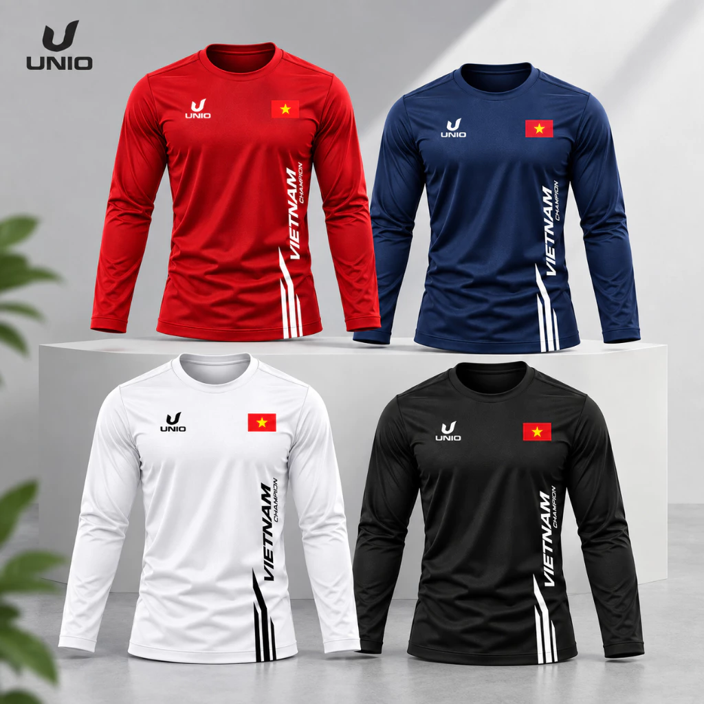 [AGN-VN] Áo Giữ Nhiệt Cổ Tròn Thể Thao Dài Tay Việt Nam - Form Unisex Nam Nữ Chất Poly Co Giãn Đàn Hồi
