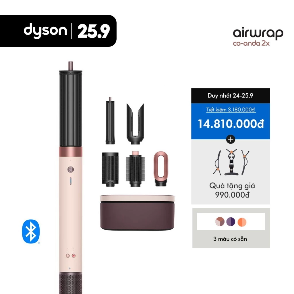 [24-25.9 | TẶNG BỘ KẸP TẠO KIỂU 990K] Máy sấy và tạo kiểu tóc Dyson Airwrap Co-anda 2x ™ Straight + Wavy HS09