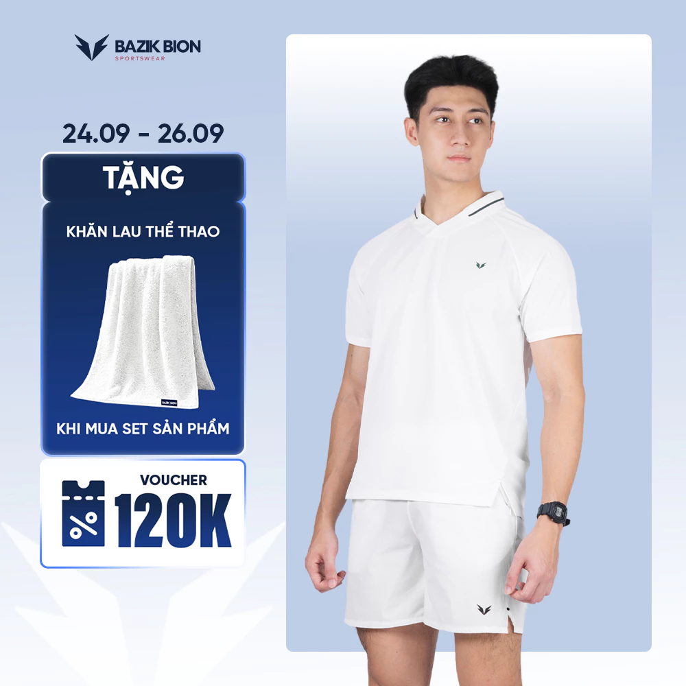 Áo Polo Thể Thao Pickleball BAZIK BION Polyamide V-Neck Thoáng Khí, Nhanh Khô, Thấm Hút Mồ Hôi - A59