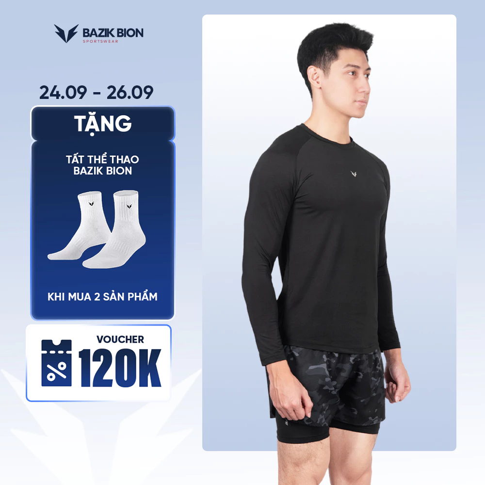 Áo Thun Dài Tay Bazik Wings W02 Essential Relax Fit Co Giãn 4 Chiều, Vận Động Thoải Mái, Thể Thao, Leo Núi - A30