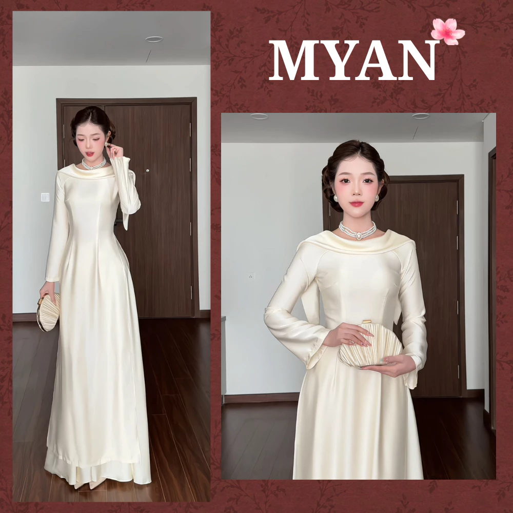 [SẴN HÀNG]Áo dài Tết  Nam Phương HH, vải lụa tô châu cao cấp, chiết eo tôn dáng, cổ đổ thanh lịch sang trọng - AD Mỹ An