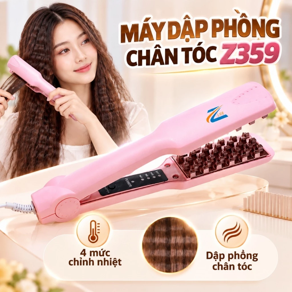 Máy Dập Phồng Chân Tóc Chân Vuông, Làm Tóc Tại Nhà Dễ Dàng, Giữ Nếp Chuẩn Salon