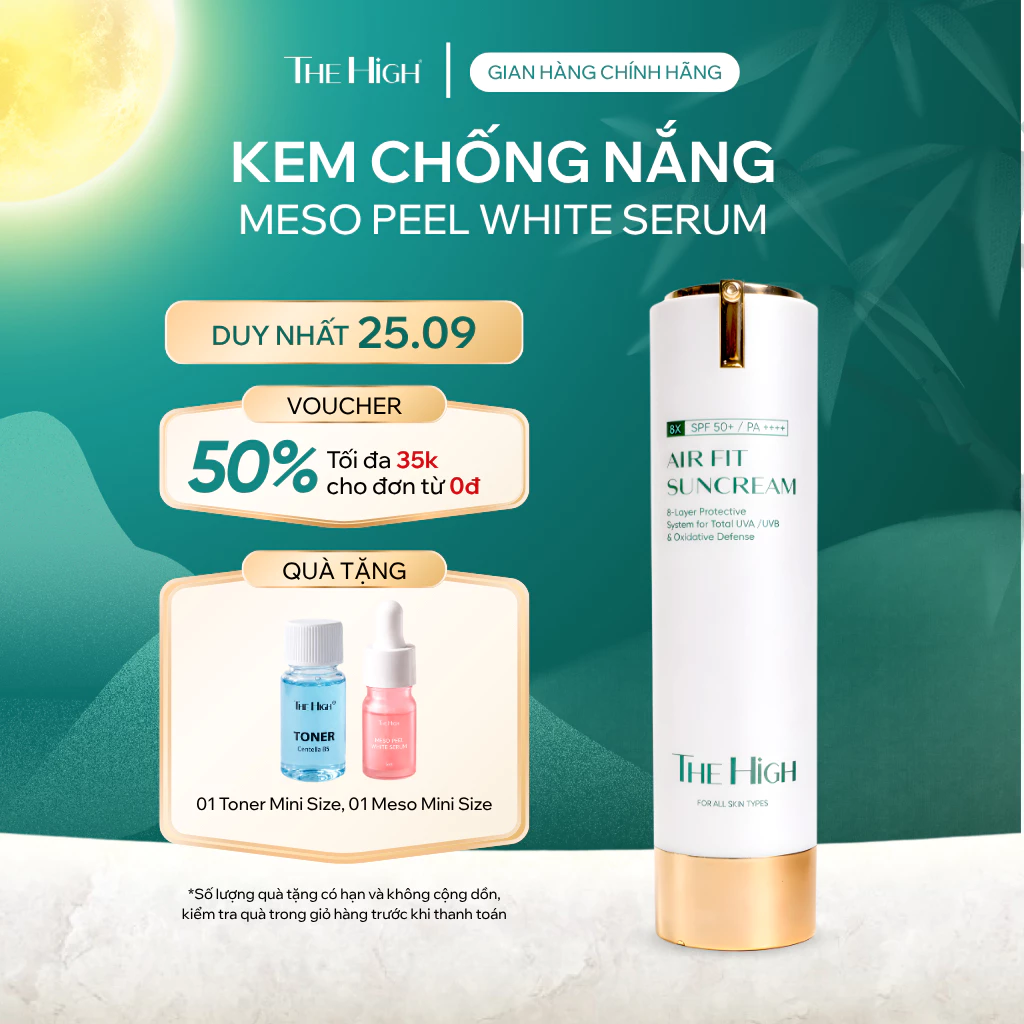 [MUA 1 TẶNG 1 MINISIZE] Kem Chống Nắng Nâng Tông Kiềm Dầu Cho Da Dầu, Hỗn Hợp The High Airfit SPF50+ PA++++ 40ml
