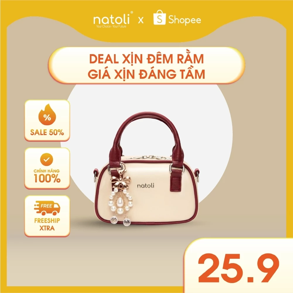 Túi đeo chéo da nam nữ NATOLI, túi xách cầm tay nam nữ chống nước cao cấp BST Color-Block Crossbody Bag T39