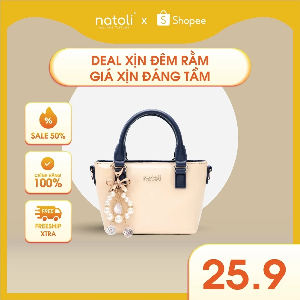 Túi đeo chéo da cầm tay NATOLI, túi xách mini đeo chéo chống nước cao cấp BST Chic Mini Tote T32