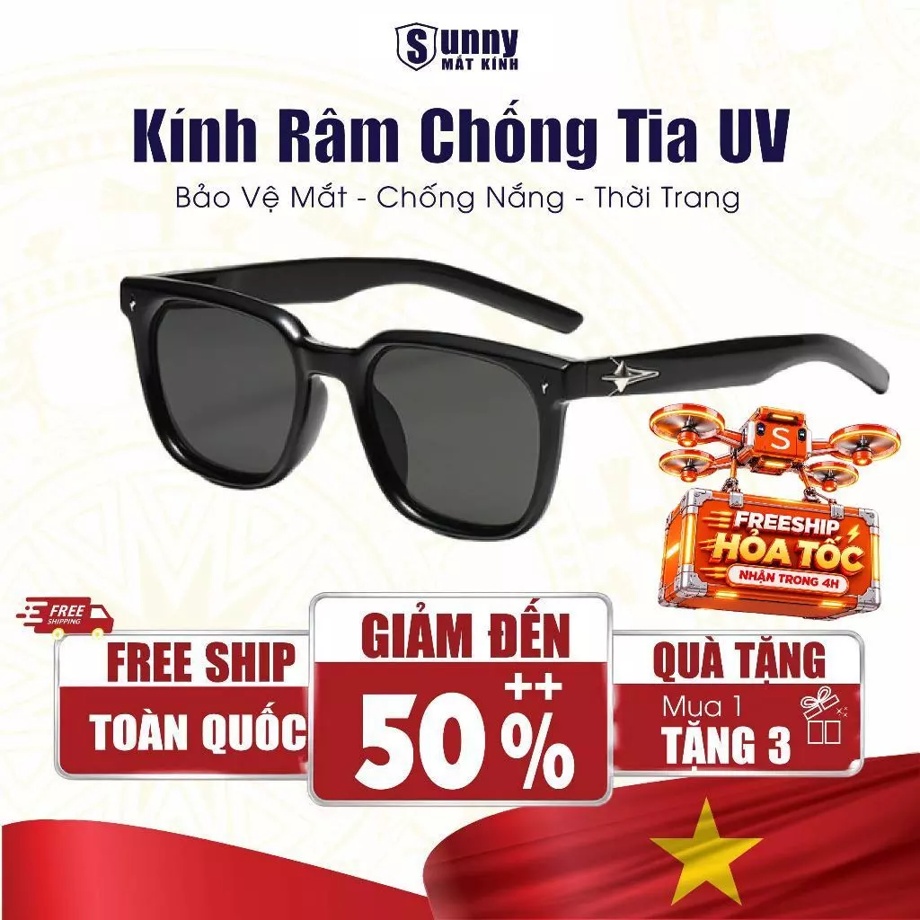 Kính Râm Gọng Vuông Nam Nữ Chống Tia Uv 400 Chống Nắng Chống Bụi SUNNY MẮT KÍNH Phụ Kiện Thời Trang Đi Học Đi Làm