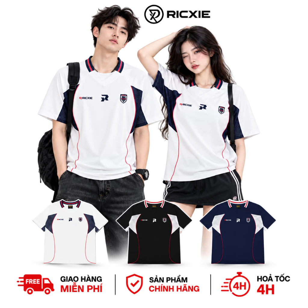 Áo Thun Thể Thao Ricxie Thêu Mè Phối Lưới – Top Sport Áo Unisex Nam Nữ
