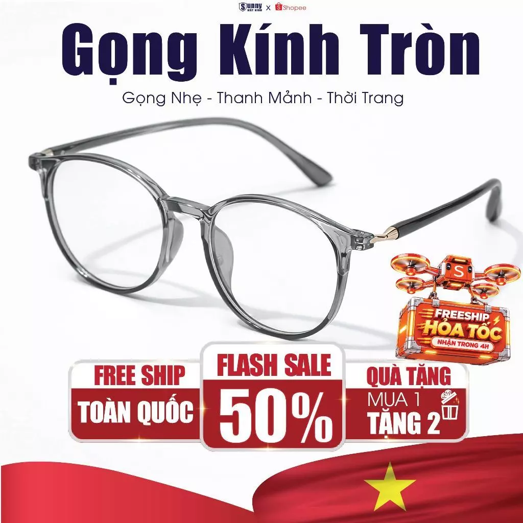 Gọng Kính Tròn Cận Nữ Chất Liệu Nhựa Dẻo Chắc Chắn SUNNY MẮT KÍNH Phụ Kiện Thời Trang Xinh Xắn