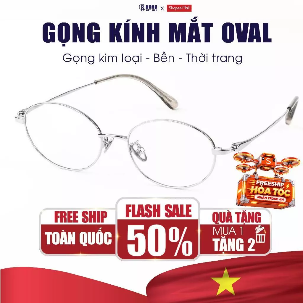 Gọng Kính Oval Nữ Chất Liệu Titan Chắc Chắn SUNNY MĂT KÍNH Phụ Kiện Thời Trang Thanh Lịch Hiện Đại