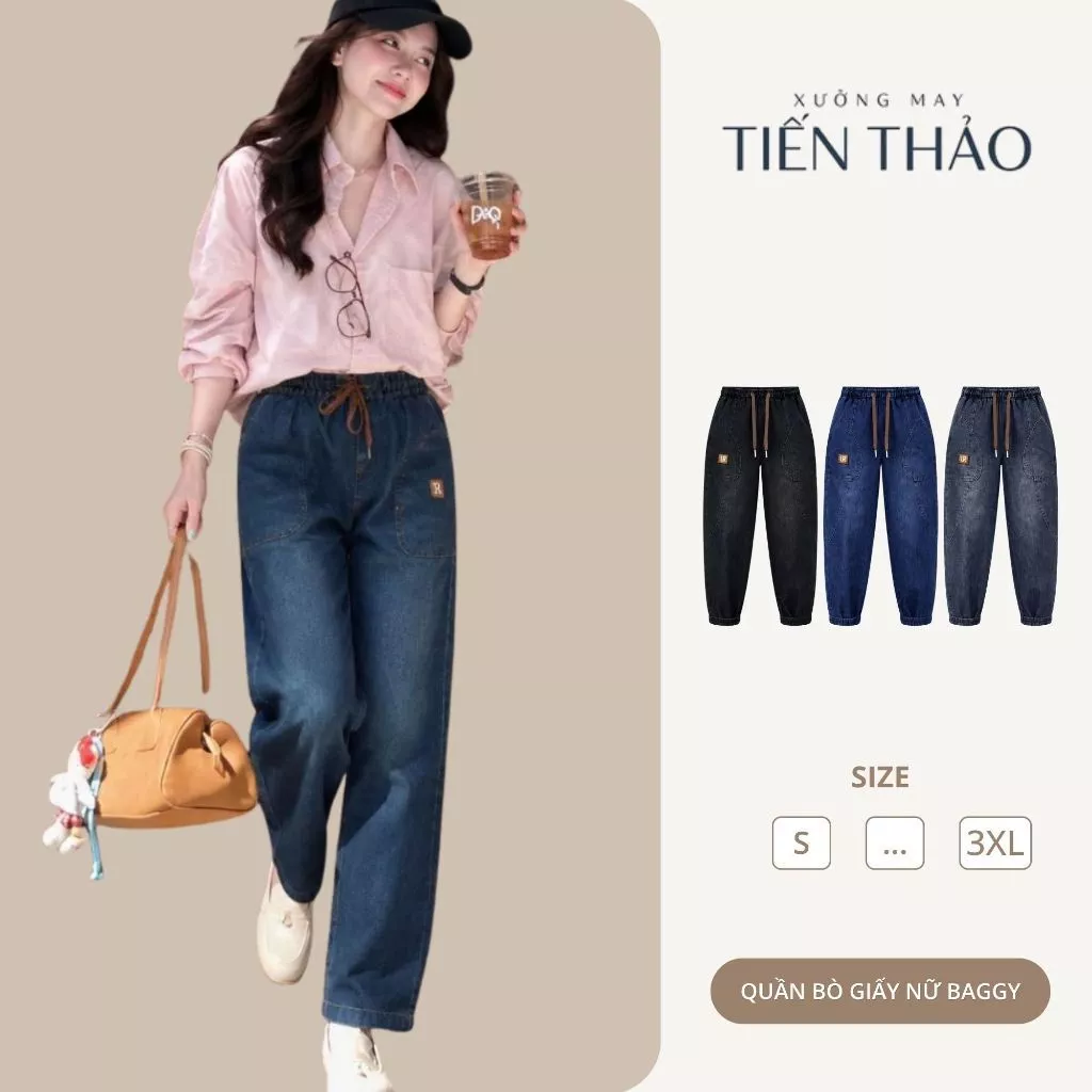 Quần Jean Nữ Cạp Cao Lưng Chun Co Giãn - Có Túi, Thiết Kế Đứng Form, Không Nhăn Xù, Dễ Phối Đồ