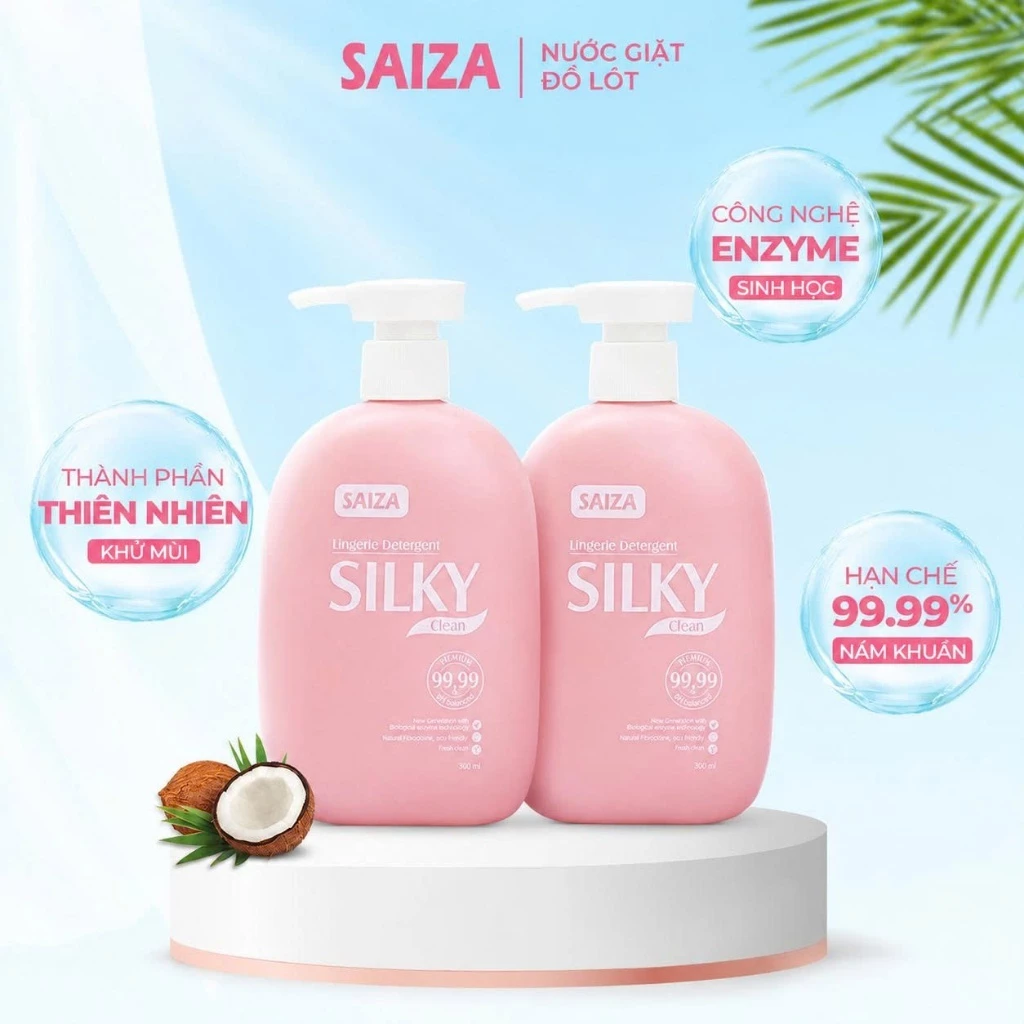 [COMBO 2] Nước Giặt Đồ Lót SAIZA Silky Clean Enzyme Sinh Học, Hỗ Trợ Làm Sạch, Kháng Khuẩn, Khử Mùi