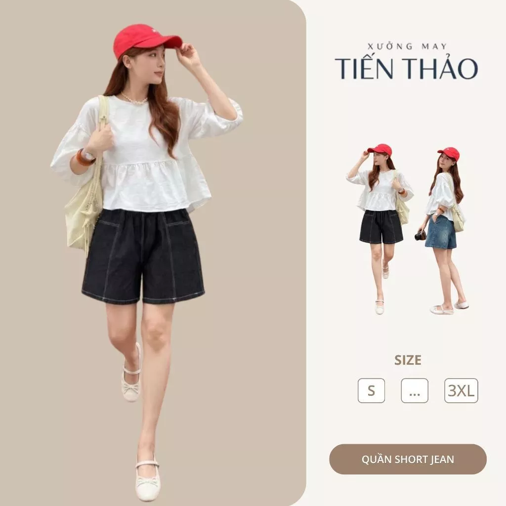 [Q28] Quần Short Jean Quần Short Nữ Túi Chéo Trơn Lưng Chun Chất Bò Giấy Co Giãn Nhẹ Đi Học Đi Chơi