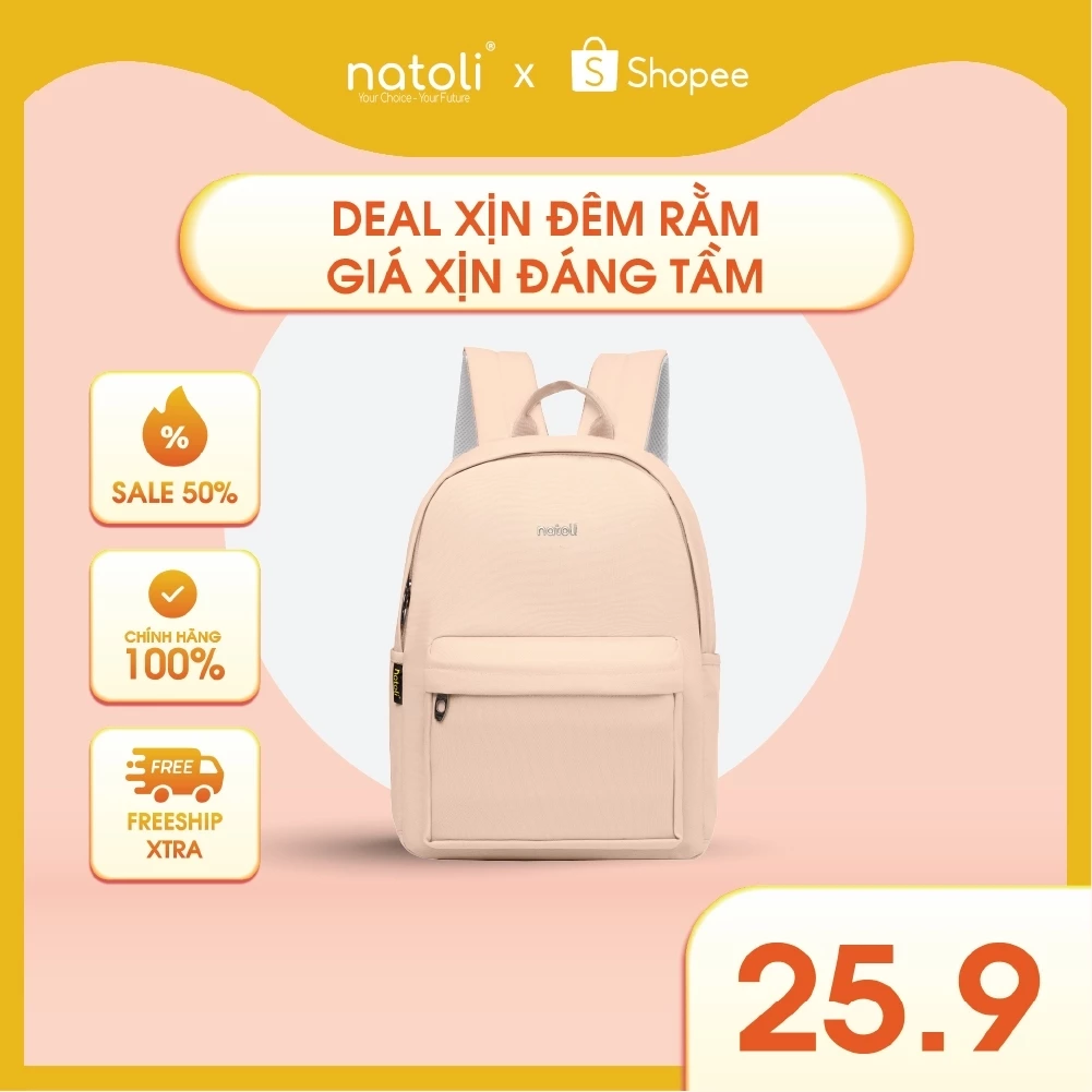 Balo đi học nữ cute NATOLI nhiều ngăn chống nước cao cấp - Basic Backpack B2