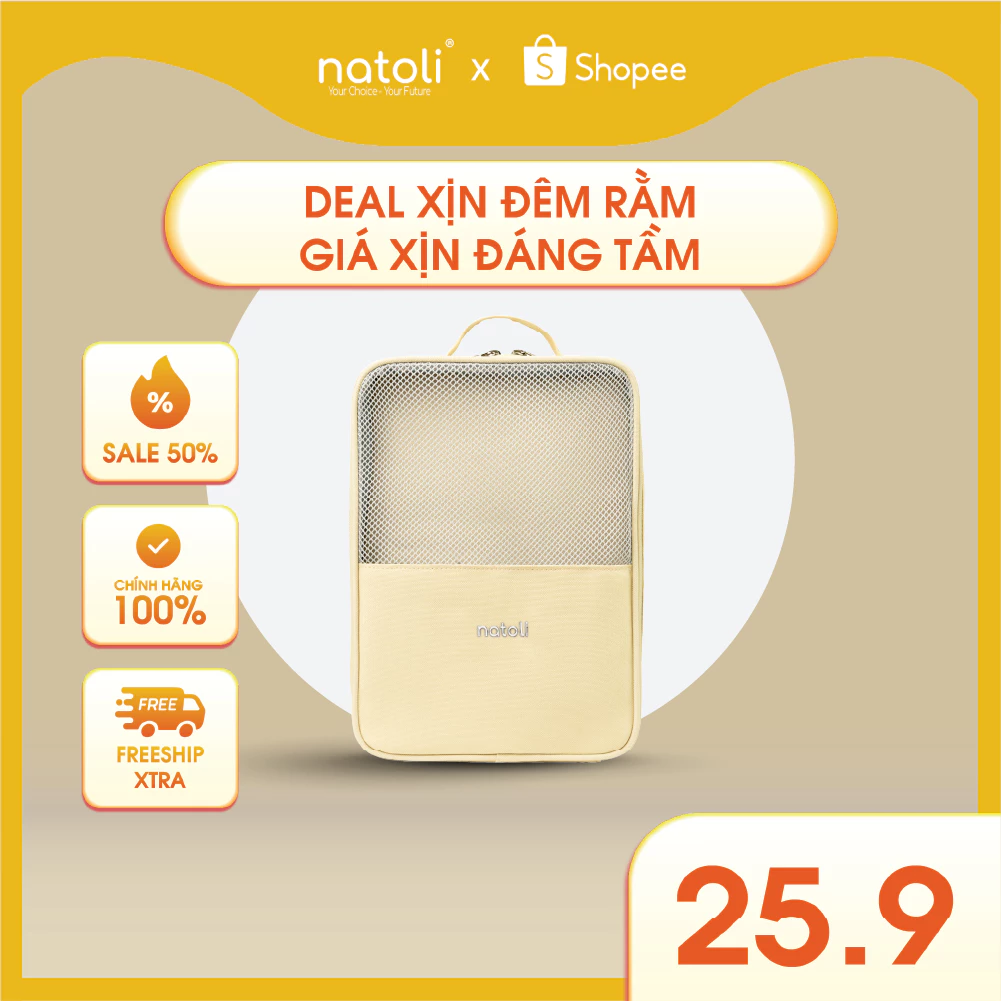 Túi đựng giày dép du lịch NATOLI, nhiều ngăn đựng giày thể thao, đi du lịch tiện lợi BST Elite Shoe Bag T28