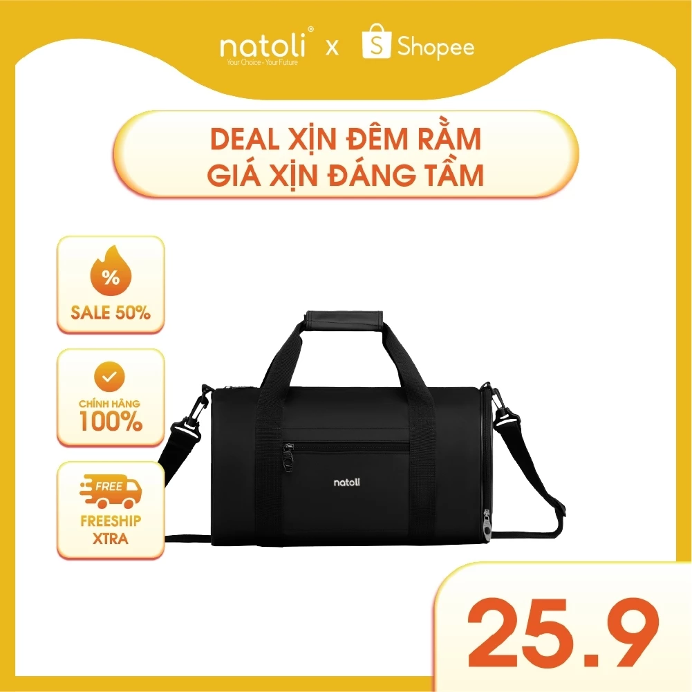 Túi trống thể thao, túi tập gym mini NATOLI đựng đồ tập gym nam nữ cao cấp BST Multisport Gym Bag T33