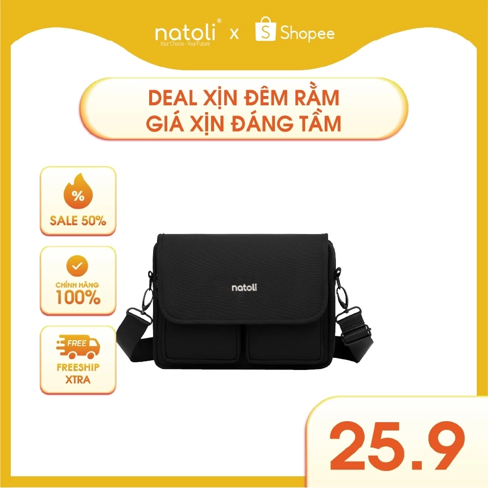 Túi đeo chéo nam nữ Thương hiệu Natoli nhiều ngăn đi chơi đi học cao cấp BST Energetic CrossBag T12