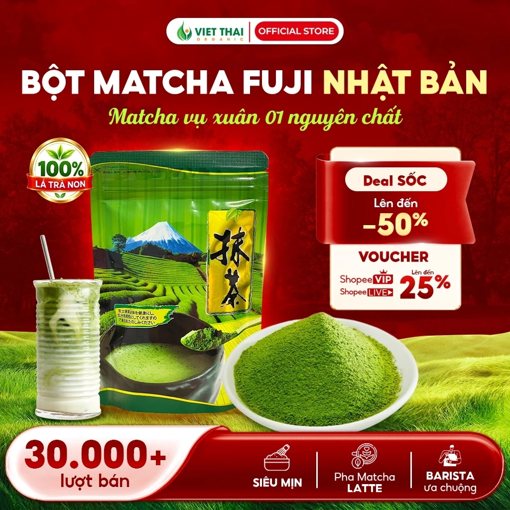 Bột Matcha Fuji Nhật Bản [CHÍNH HÃNG] Nguyên Chất Pha Chế Matcha Latte Vụ Xuân 01 (100G)
