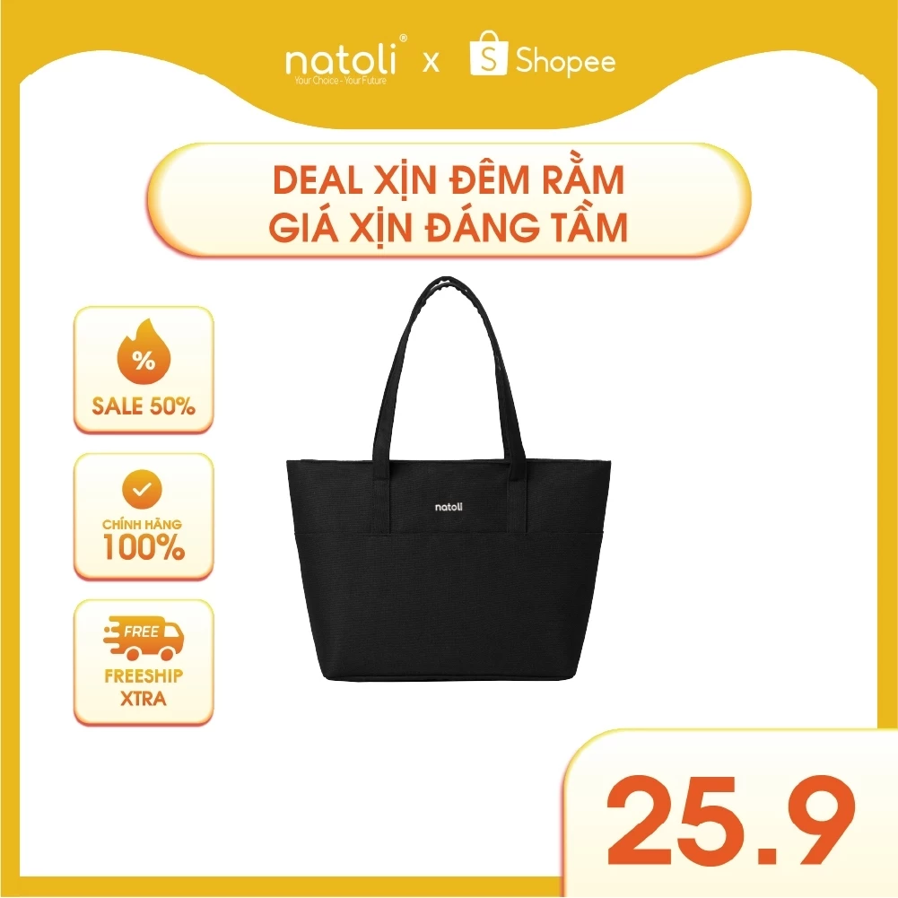 Túi tote nữ thương hiệu NATOLI chất vải canvas nhiều ngăn chống nước tốt - BST Elegant Chicbag T4