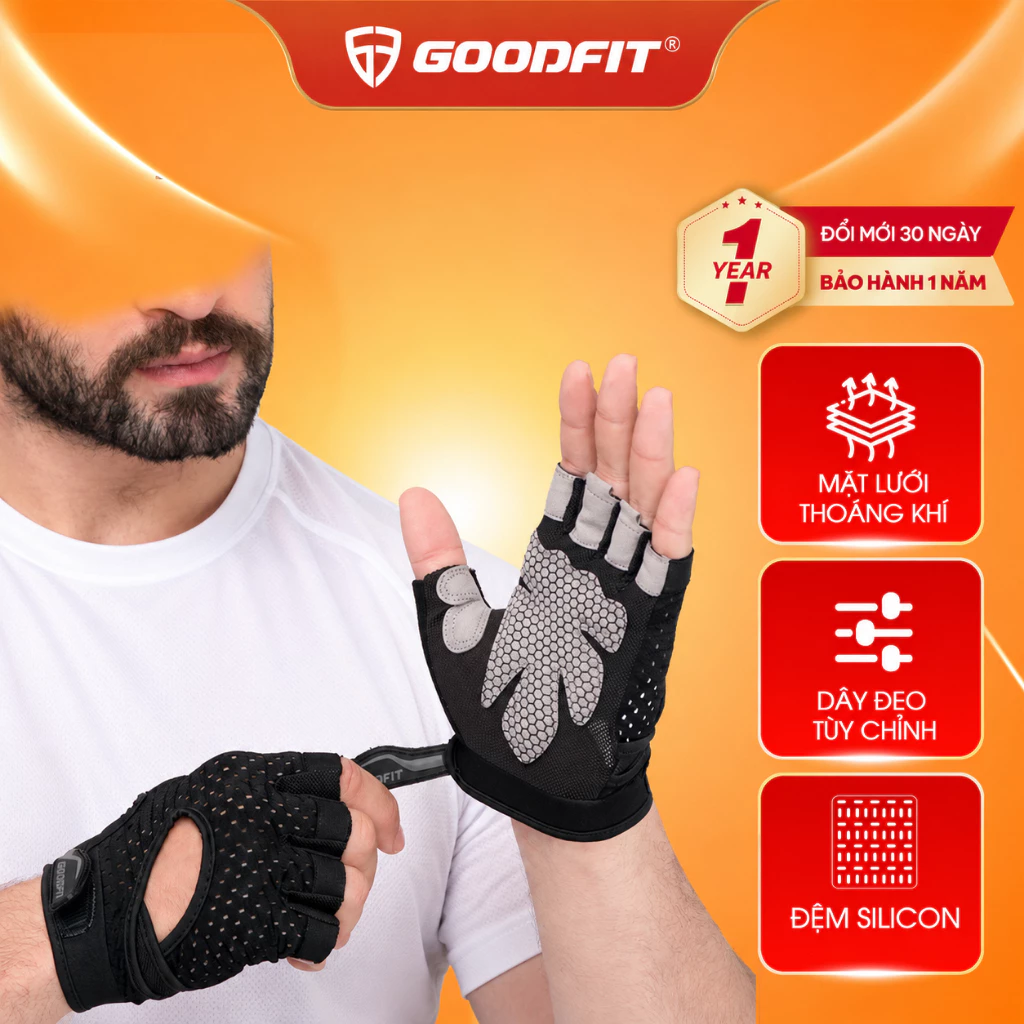 Găng tay tập Gym nữ, nam có đệm êm chống trượt GoodFit GF203G