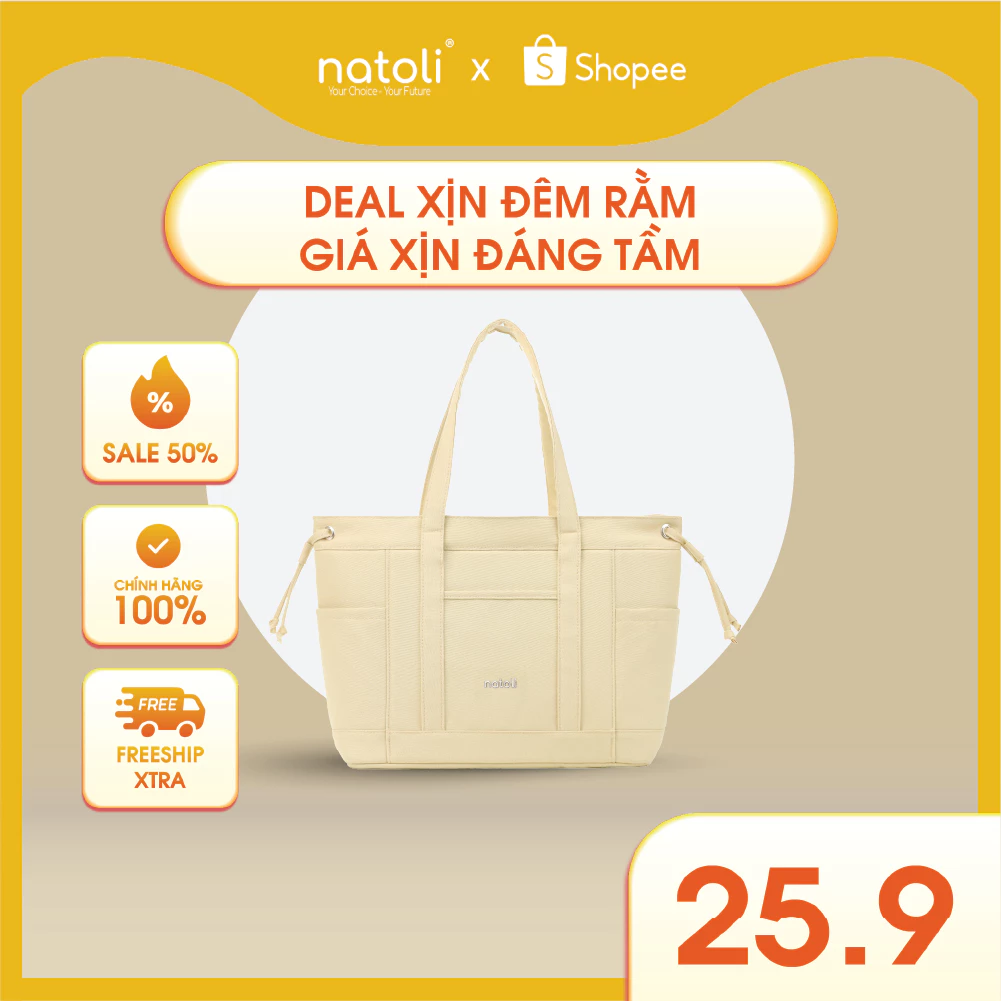 Túi tote nữ nhiều ngăn NATOLI, 2 mặt đeo vai đựng laptop cao cấp - BST Elegant Edge Bag T19