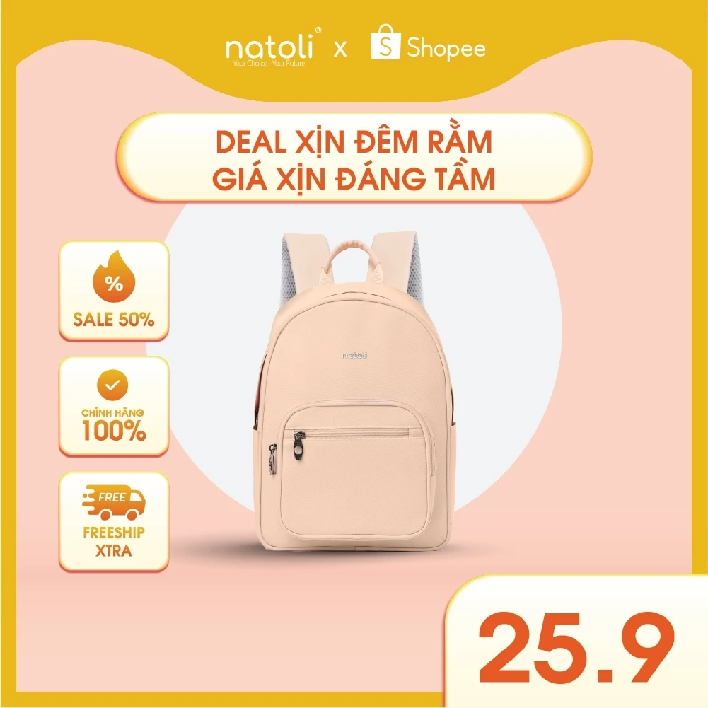 Balo nữ thời trang NATOLI cute, hàn quốc, đi học, nhiều ngăn BST Dreamy Teddy Bear School Backpack B16