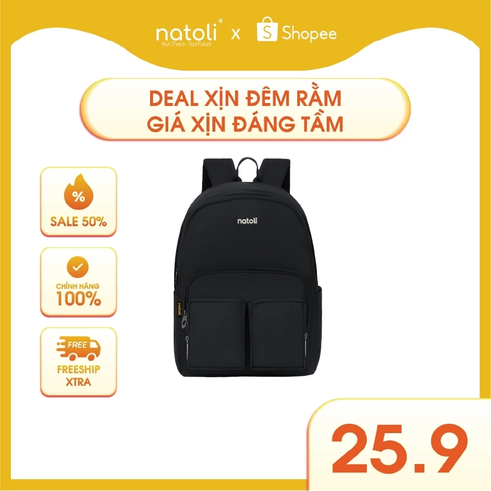 Balo thời trang nam nhiều ngăn NATOLI vải canvas balo sinh viên basic kháng nước - Old School Backpack B5