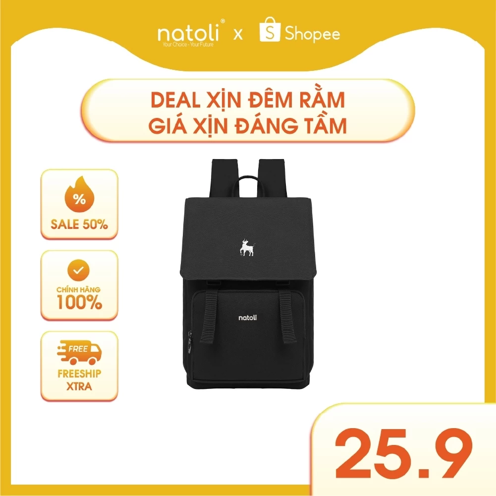 Balo laptop chống sốc NATOLI nhiều ngăn, đựng laptop, đi học chống nước cao cấp - BST Modern Flap Backpack B23