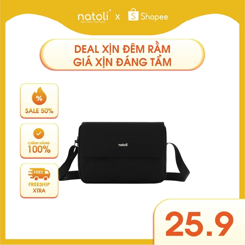 Túi đeo chéo đi học thương hiệu NATOLI đi làm du lịch bản to chống nước cá tính Casual Cross T2