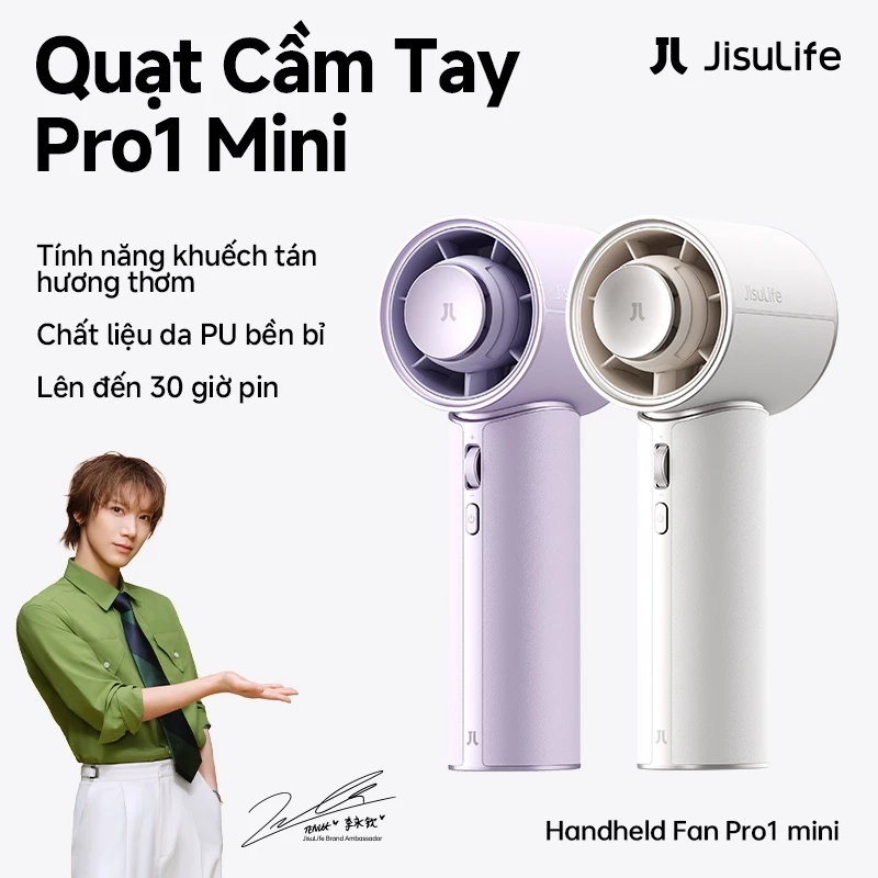 【Mới】Quạt cầm tay JisuLife Pro1 Mini gió mạnh pin dài màn hình LED quạt để bàn di động thêm tinh dầu/nước hoa