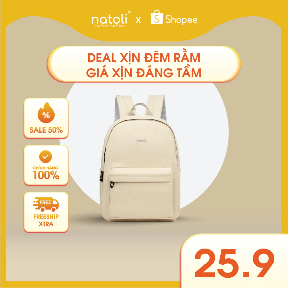 Balo đi học đơn giản hàn quốc NATOLI nhiều ngăn chống nước tốt - Basic Backpack B2