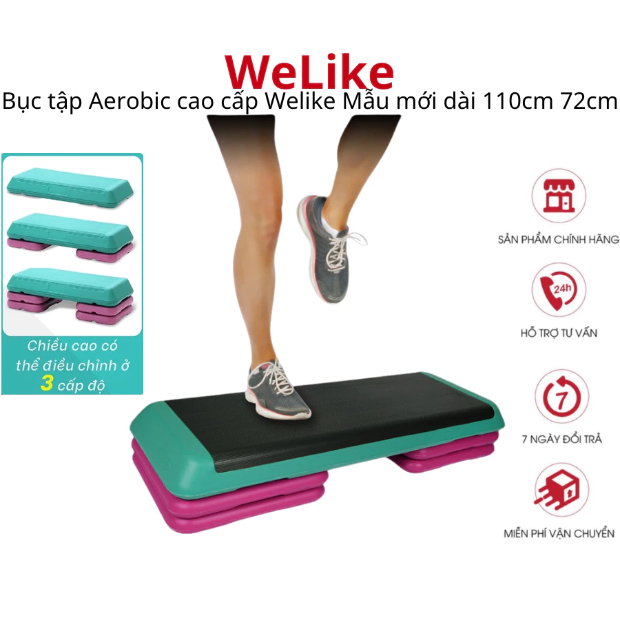 Bục tập Aerobic cao cấp Welike (1 bục + 4 chân) Bục dậm nhảy Aerobic thể dục Mẫu mới dài 110cm 72cm có thể điều chỉnh