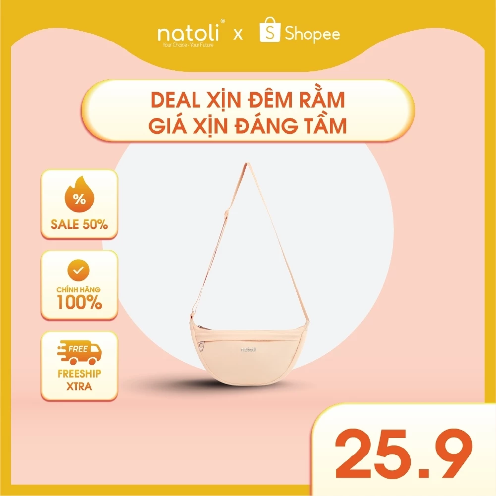 Túi đeo vai hình bán nguyệt NATOLI túi xách nữ chần bông cao cấp - BST Soft Touch Crossbag T26