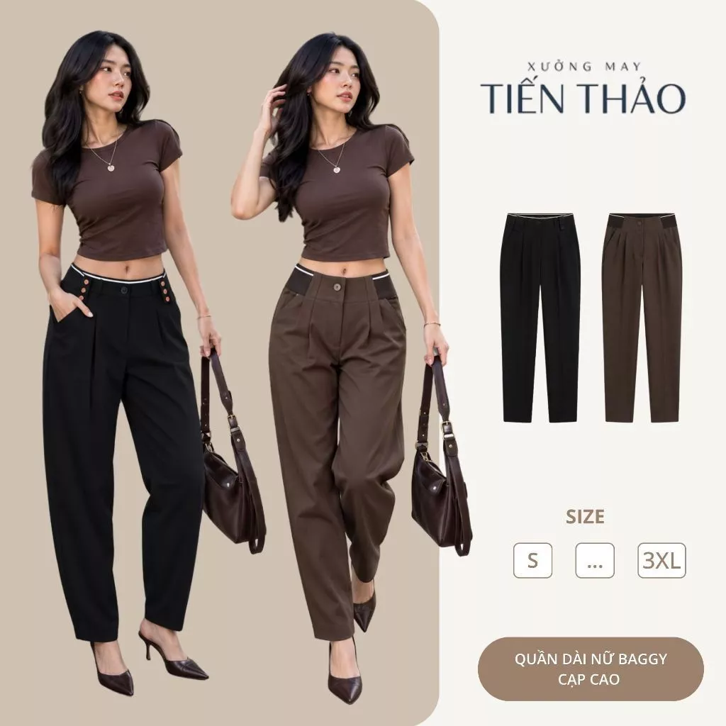 [Q30] Quần Dài Nữ Baggy Cạp Cao Basic, Chất Vải Umi Hàn Mềm Mịn, Co Dãn Tốt, Không Xù Lông