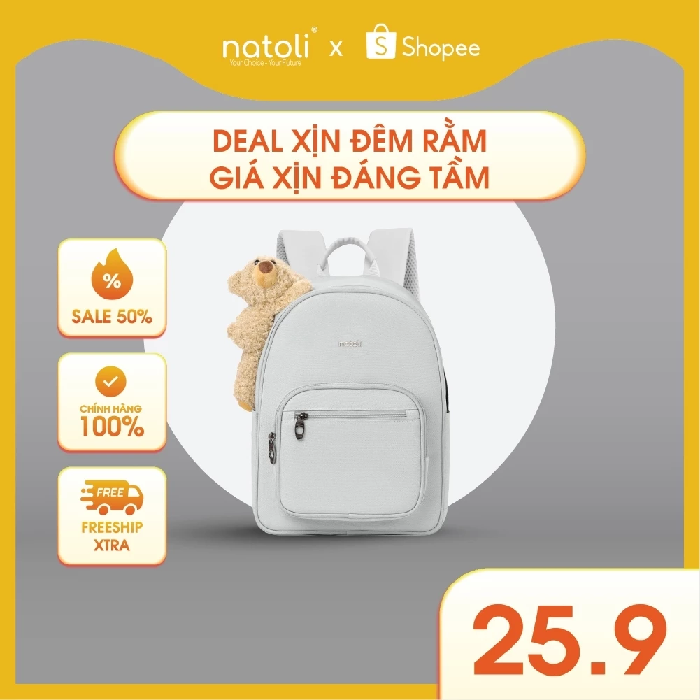Balo gấu bông nữ thời trang NATOLI cute, hàn quốc, đi học BST Dreamy Teddy Bear School Backpack B16