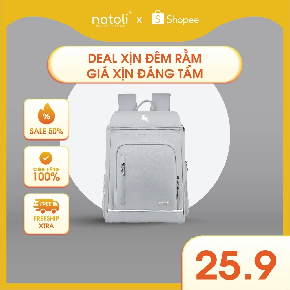 Balo thể thao đựng vợt cầu lông NATOLI đựng giày, đi chơi thể thao, chống nước cao cấp BST ProSport Backpack B26