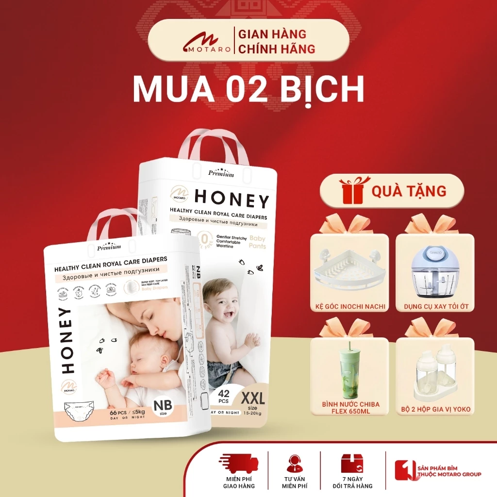 [COMBO 2 BỊCH] Tã Bỉm Dán/Quần HONEY PREMIUM Chính Hãng Đủ Size Cho Bé Từ 3-20kg