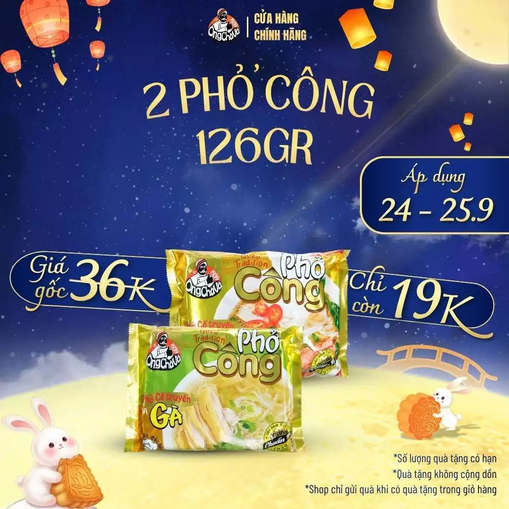 Phở Công vị Gà - Bò 126gr thương hiệu Ông Chà Và - Hàng Chính Hãng