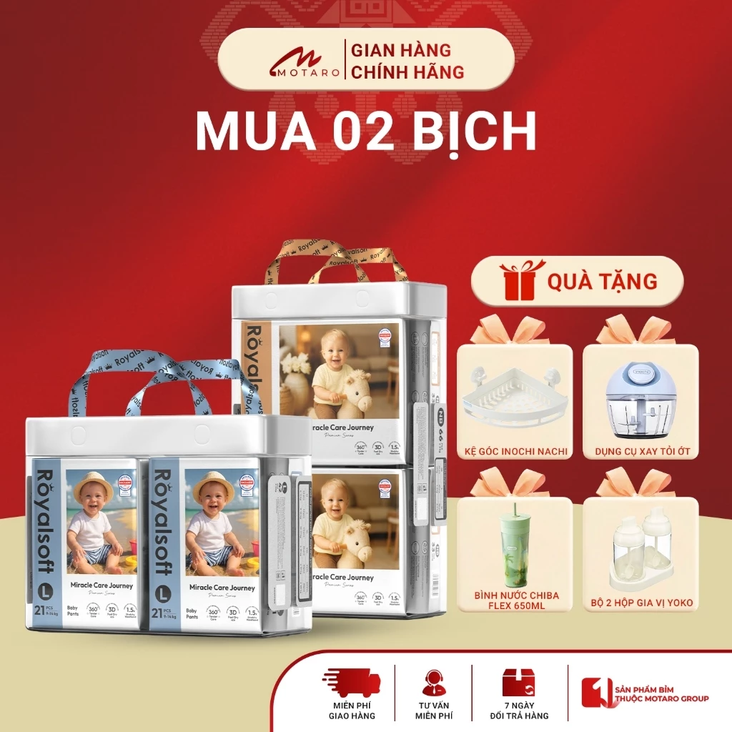 [MẪU MỚI] 2 Bịch Tã Bỉm ROYALSOFT Dán/Quần Cao Cấp, Chính Hãng Êm Ái Đủ Size
