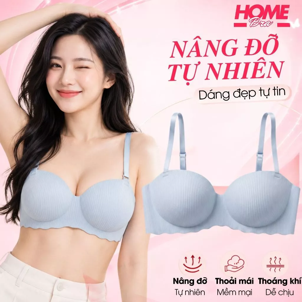 Áo ngực nữ su trơn mút bàn tay cao cấp - Áo lót nữ không gọng quả ngang nâng ngực tạo khe A5277
