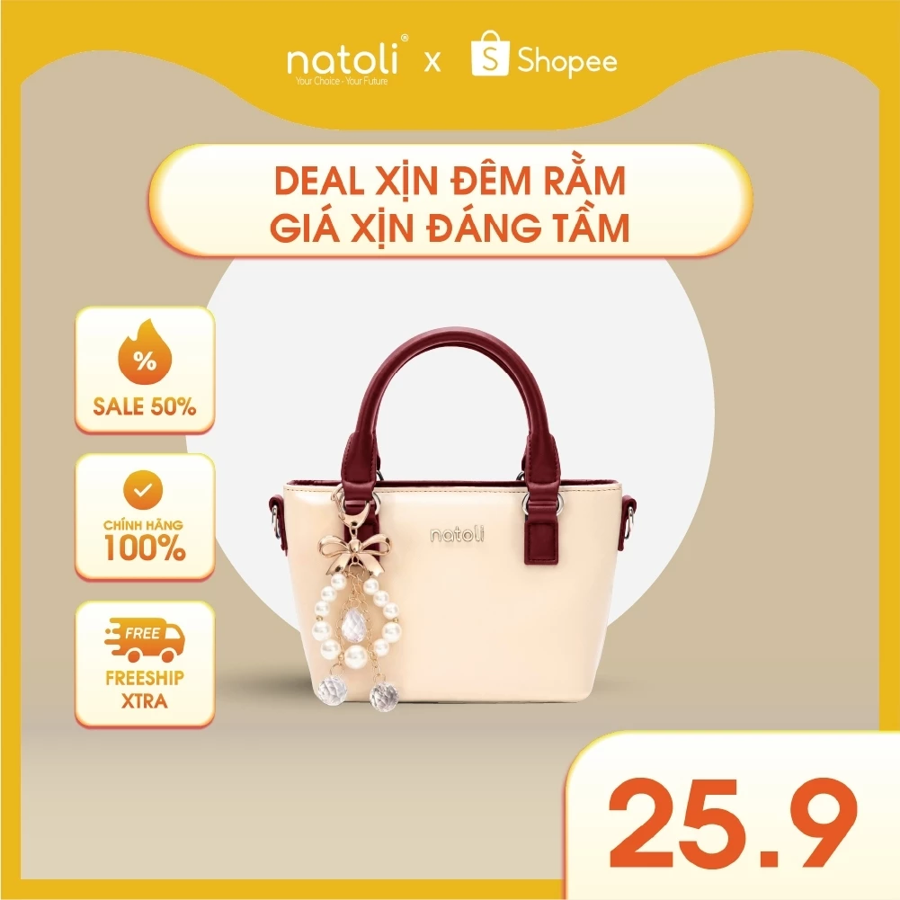 Túi đeo chéo da nữ cầm tay NATOLI, túi xách mini đeo chéo chống nước cao cấp BST Chic Mini Tote T32