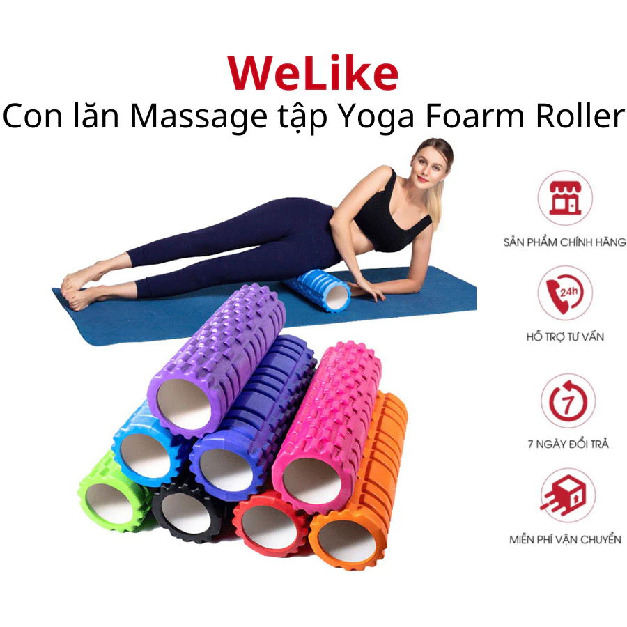 Con lăn Massage tập Yoga Welike - Phụ kiện hỗ trợ tập yoga Foarm Roller cao cấp giúp thư giãn cơ thể lưu thông khí huyết