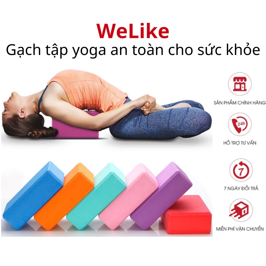 Gạch tập yoga Welike - Gạch tập block yoga in hoa Mandala cao cấp 180g 300g chất EVA cứng gấp 3 loại thường tập hiệu quả