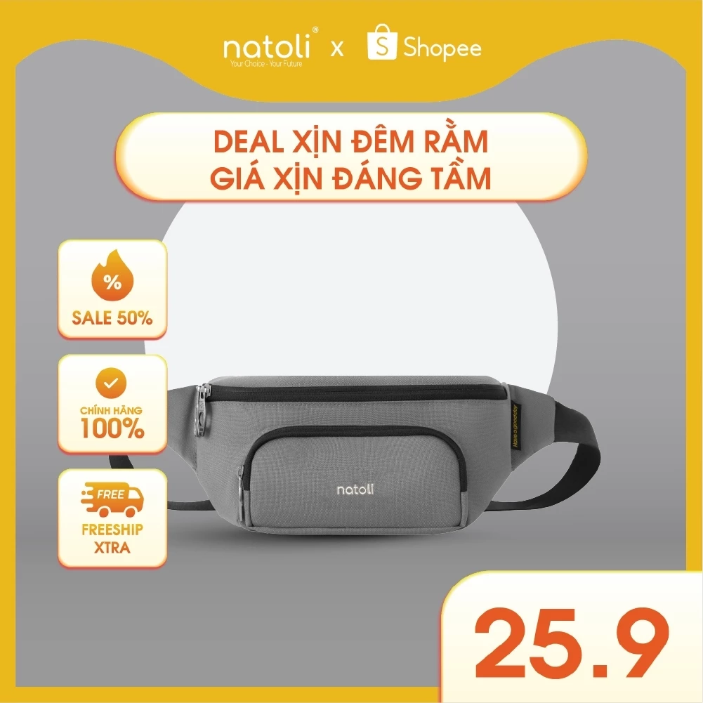 Túi đeo bụng nam nữ chính hãng NATOLI nhiều ngăn chống nước thời trang cao cấp - Cali Cross Bag T14