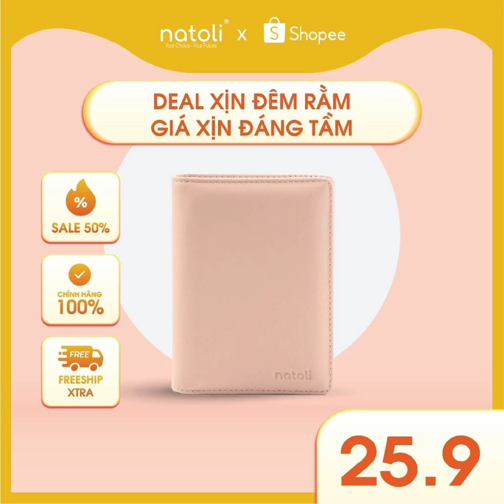 Ví đựng thẻ dáng đứng NATOLI gập đôi đựng thẻ cao cấp BST Simple Vertical Wallet V3
