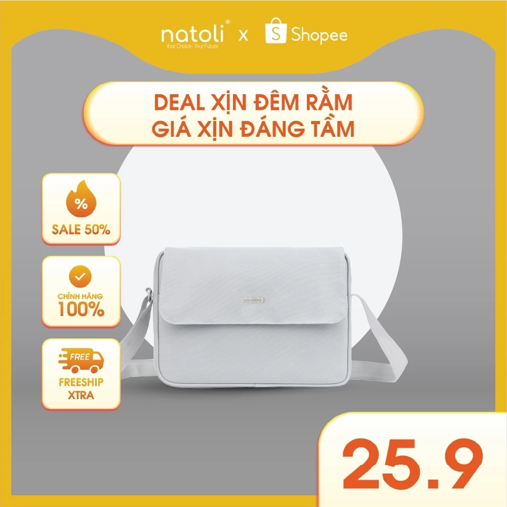 Túi đeo chéo chống nước đựng laptop 14 inch NATOLI bản to đi làm du lịch bản to chống nước cá tính Casual Cross bag T2