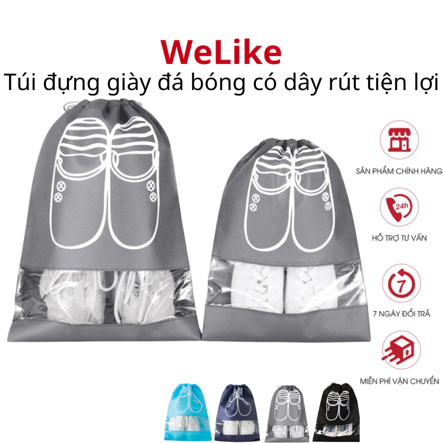 Combo 10 Túi đựng giày đá bóng Welike Túi vải dây rút đựng giày thể thao giầy đá banh tiện lợi chống bụi bẩn size lớn