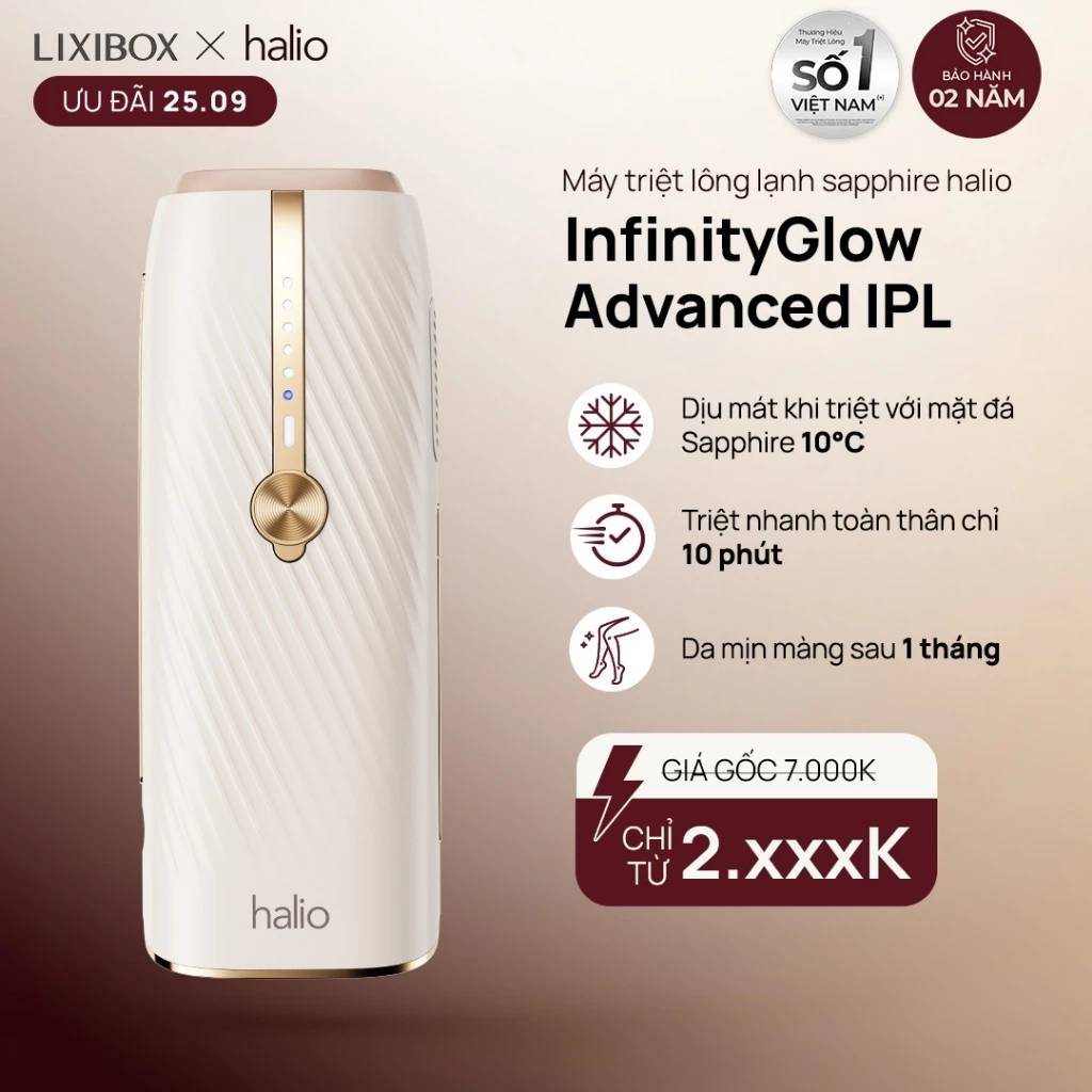 [SPECIAL] Máy Triệt Lông Lạnh Sapphire Halio InfinityGlow Advanced IPL Cooling Hair Removal Device
